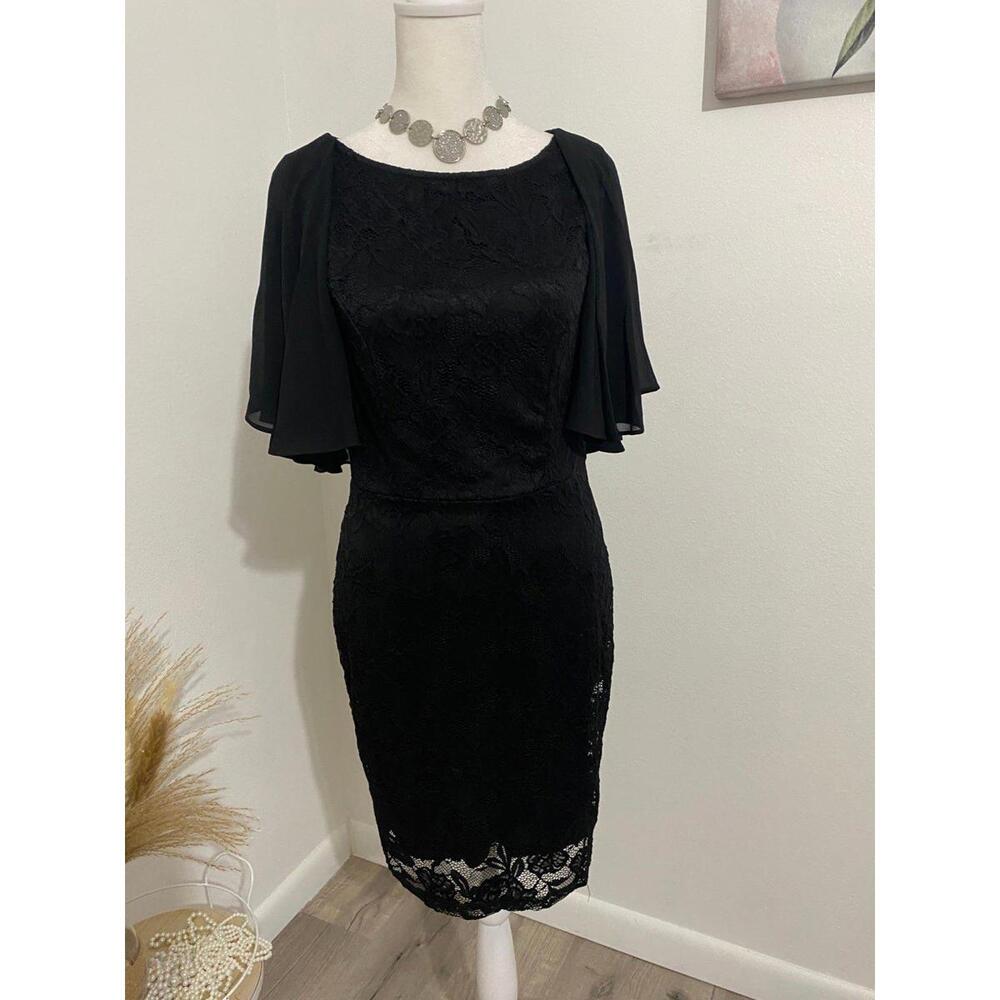 Curlbiuty -Elegant Black Lace Dress w Cover-Small-New (0059)
